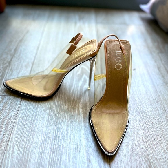 EGO Shoes - Women’s Ego Shoes Neema Perspex Clear Slingback Heel Nude size 7
